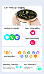 LIGE 2025 Smart Watch Women Bluetooth Call Custom Dials Watches Blood Oxygen Monitor Sport Men Smartwatch Ladies For Android IOS