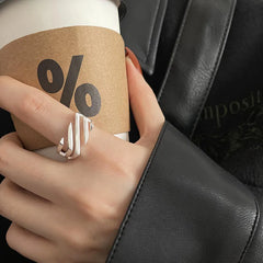 925 Sterling Rings for Women Fashion Geometric Handmade Irregular Strip Ring