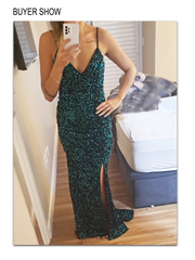 Evening wear Dresses: Long Party Dresses Luxury V Neck Velvet Dress