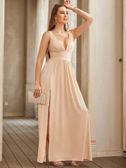 Evening wear Dresses: Women Evening Dresses Sister Group Split V Neck