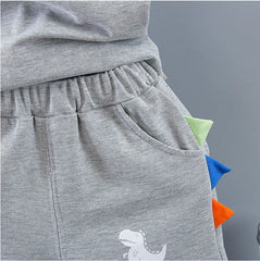 Infant Baby Boy Sets Summer Clothing Casual Sport Suit POLO Shirt + Shorts 2Pcs Set Boys Kids Grey Dinosaur Print Tracksuit