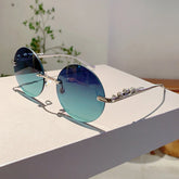 KAMMPT Rimless Round Sunglasses New in Fashion Vintage Gradient Multi-color Shades Women Trendy Luxury Brand Design Sun Glasses