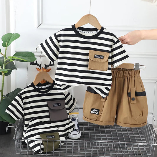 New Baby Boys Clothes Suit Summer Children Fashion Striped T-Shirt Shorts 2Pcs/Sets Toddler Casual Costume Kids Tracksuits