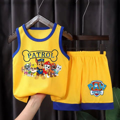 PAW Patrol Cartoon Printed Boys Basketball Vest and Shorts 2pcs Sets Kids Casual Outfits Summer Child Outdoor Sport Clothes Suit