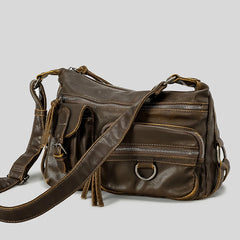 Vintage Multiple Pockets Women Shoulder Bags Luxury Washed Pu Leather