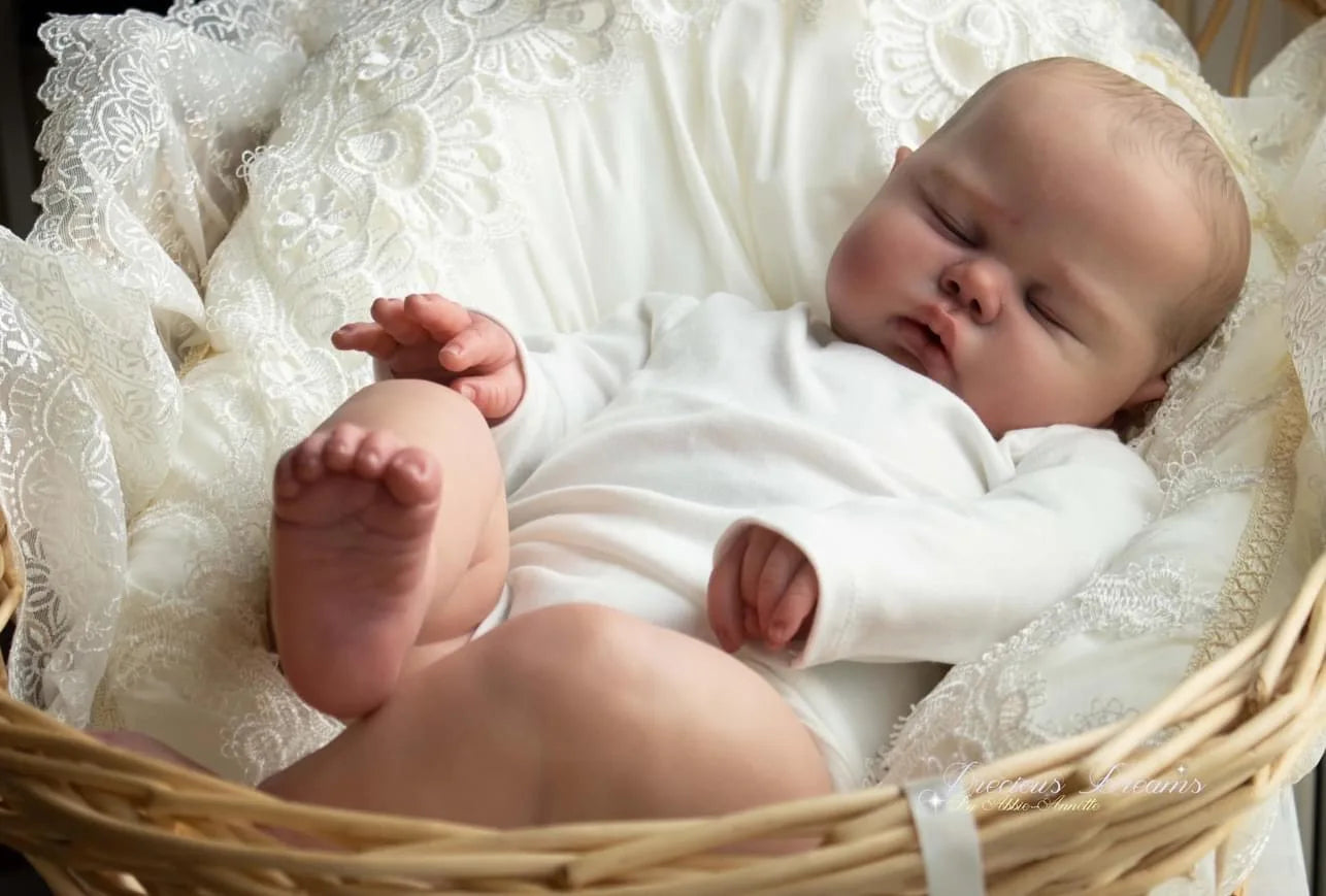19 Inch Pickle Boy Reborn Toddler Doll Lifelike Sleeping Figure Soft Cloth Body Hand-Painted Hair Cuddly Baby Toy for Collectors