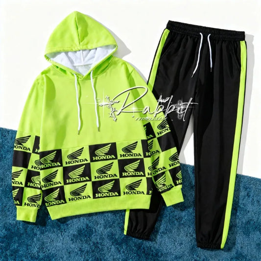 Honda Racing Track Rider Fashion Cycling Motorcycle Set Retro Hoodie Casual Sports Pants Two Piece Off Road Set Downhill Bike