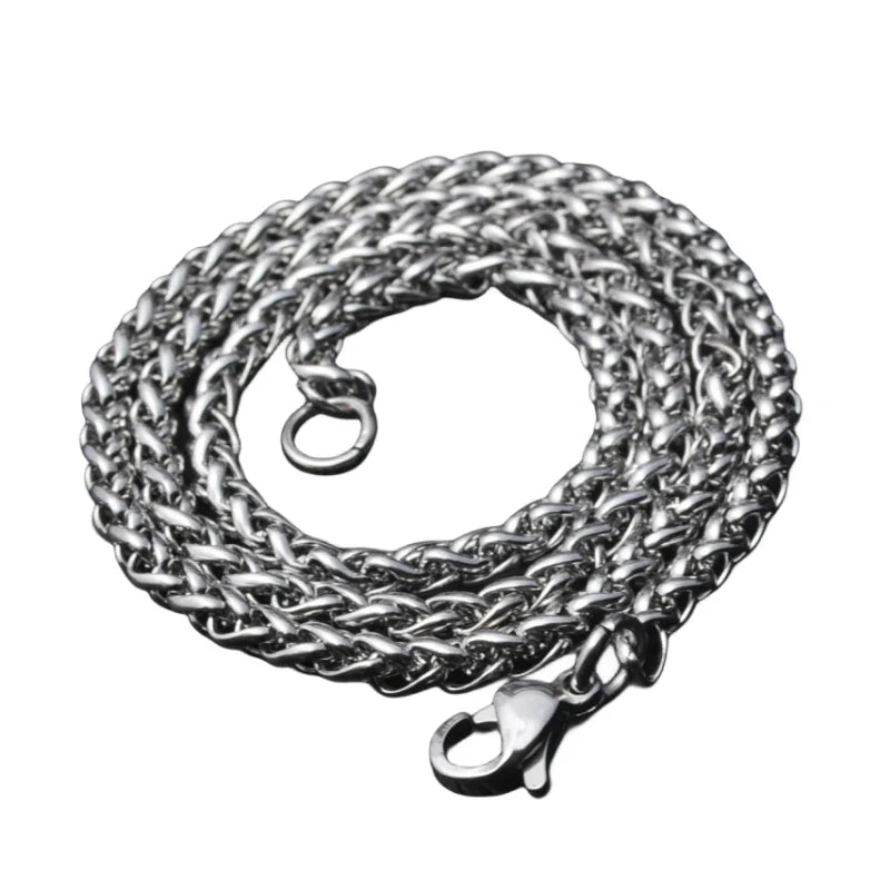 HNSP STAINLESS STEEL SILVER COLOR TWIST ROPE CHAIN NECKLACE FOR MEN Women HIP HOP PUNK Jewelry Accessories 3/4/5/6/8MM Thick