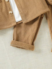 Baby Clothing Solid Set 2025 Autumn Winter New Baby Boy's Long Sleeve Suit Shirt Coat+Pant Cool 3-24M Two-piece ClothesSet