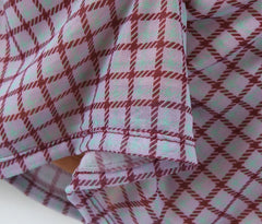 Ruched U Collar Contrast Color Plaid Print Mini Mesh Sling Dress Women