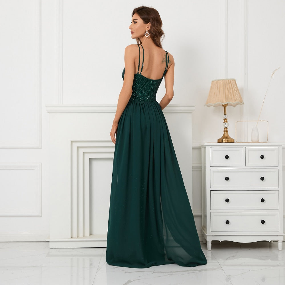 Evening wear Dresses: Evening Dress for Party With Detachable Chiffon Train for Ladies