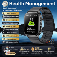 2025 New Five organ examination Health Care Smart Watch Men ECG+PPG Uric Acid Blood Fat Bluetooth Call Sports tracker Smartwatch
