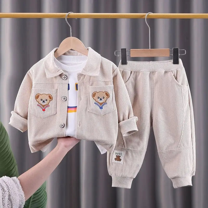 Autumn Boys Clothing Sets Cartoon Bear Trend Jacket Pants 2pcs/Set for 1-5Yrs Boys Kids Suits Outfit Infantis Children Tracksuit