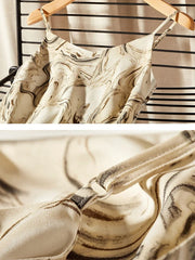 SENTUBILA Womens Slip Midi Print Dresses 2024 Spring Summer Korean Fashion