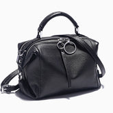 Black White Shoulder Bag For Women 100% Genuine Leather Handbag