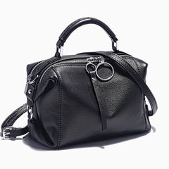 Black White Shoulder Bag For Women 100% Genuine Leather Handbag