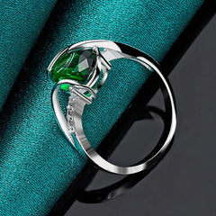 925 Sterling Silver Water Drop Turquoise 7-10# Ring For Women Wedding