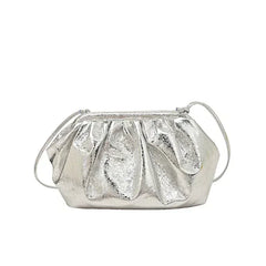 Design Women's Leather Silver Cloud Bag Female Gold Crossbody Bag