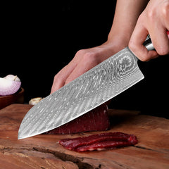 Damascus Santoku Knife 7 inch VG10 Steel Razor Sharp Kitchen Knife Japanese