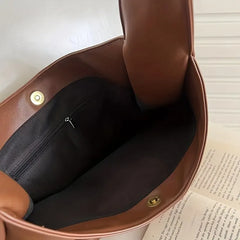 Women Hobo Bag Simple PU Leather Solid Shoulder Bag Fashion
