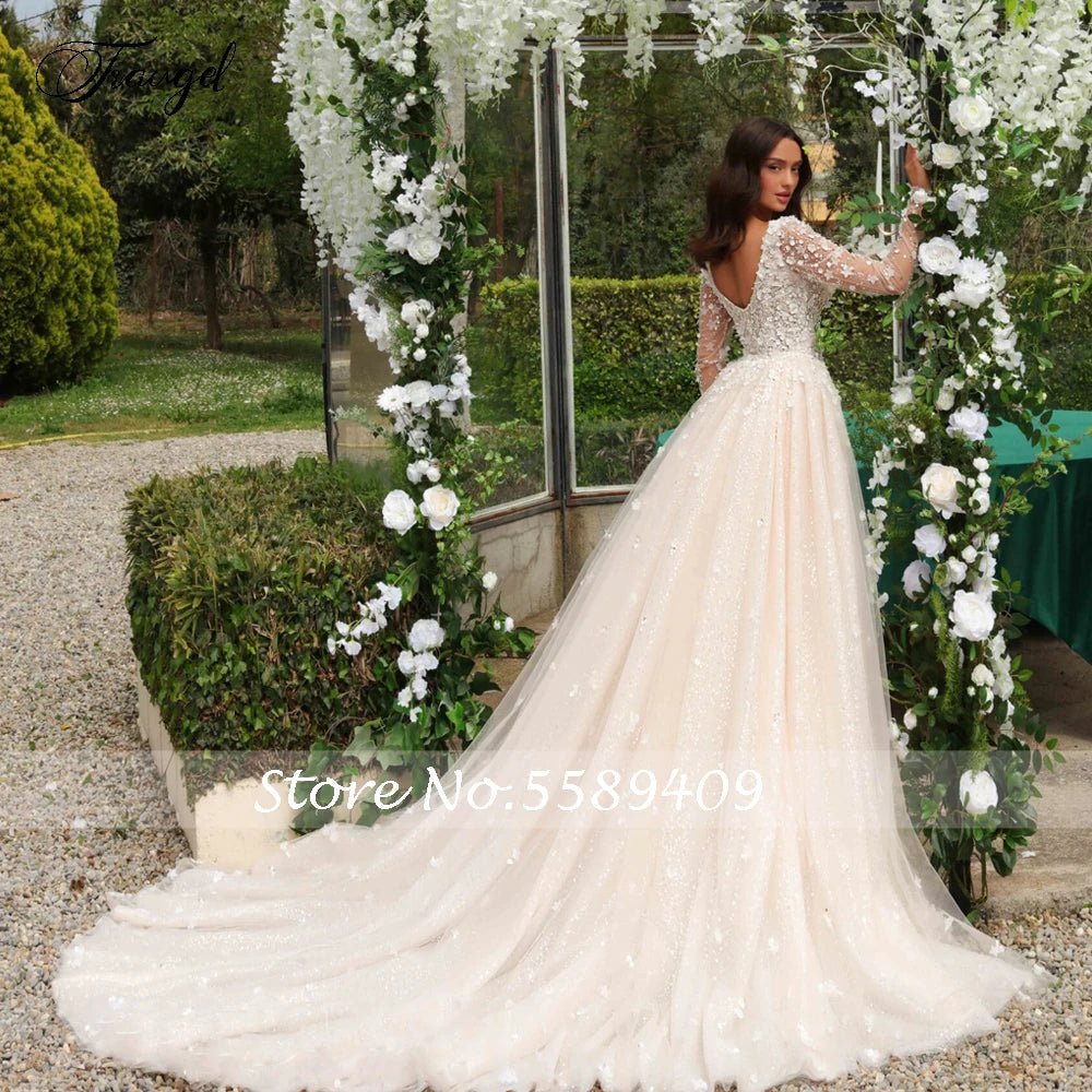 White Bridesmaid Dresses: Wedding Dresses V-Neck Long Sleeve Detachable
