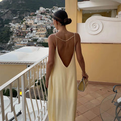 Open Back Sleeveless Slip Maxi Dress Cut Out Club Party Dresses