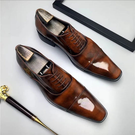 Italian Patent Leather Mens Formal Shoes Luxury Brand Handmade