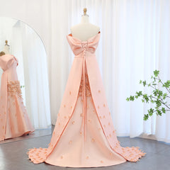 Homecoming Dresses: Luxury 3D Flowers Blush Pink Satin Mermaid Evening Dress