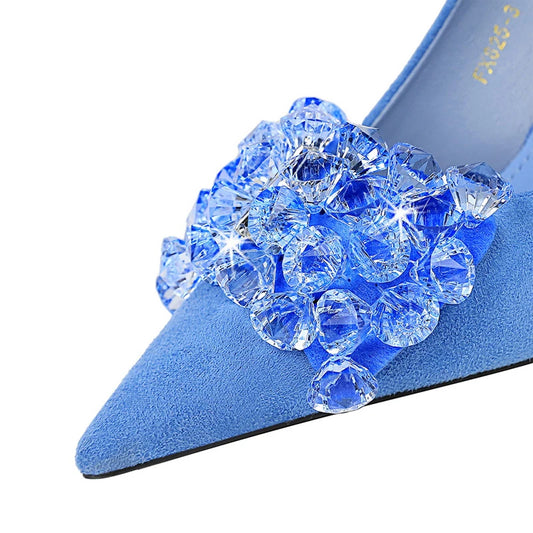 Shoes Rhinestone Women Pumps Bowknot High Heels Luxury Gemstone Banquet Shoes