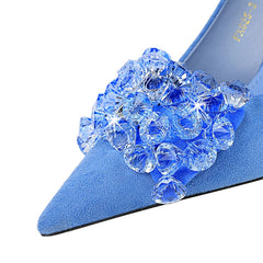 Shoes Rhinestone Women Pumps Bowknot High Heels Luxury Gemstone Banquet Shoes