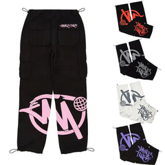 Y2K Fashion street Pant Black Multiple pockets Cargo Pants Men
