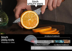 Kitchen Knives-Set Damascus Steel VG10 Chef Knife Cleaver Paring Bread Knife Blue