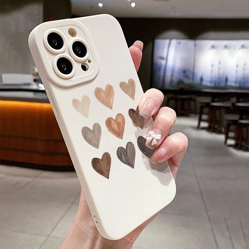 Case For iPhone 16 15 Case iPhone 14 Pro Max Case Heart Pattern Graphic Print Phone Case For iPhone 13 12 11 XS X 7 8 Plus Cover