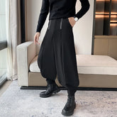Fashion Metal Zippered Men's Suit Pants Loose Casual Solid Color Simple Male
