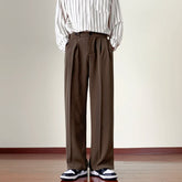 Japanese Vintage Drape Pants Men Spring Summer Korean Coffee Color Suit Pants