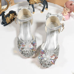 Girls Princess Shoes Performance Crystal Shoes Summer Children High Heels
