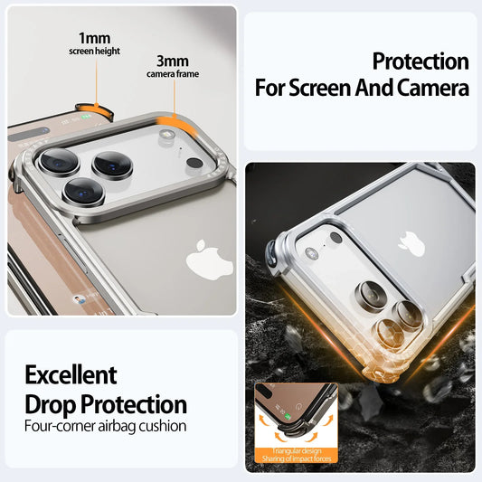 Case for iPhone 17 Pro Max 17 Air Magsafe Metal Shockproof Protective Phone Cover Aluminum Alloy Anti-Drop Shells