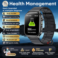 2025 New Five organ examination Health Care Smart Watch Men ECG+PPG Uric Acid Blood Fat Bluetooth Call Sports tracker Smartwatch
