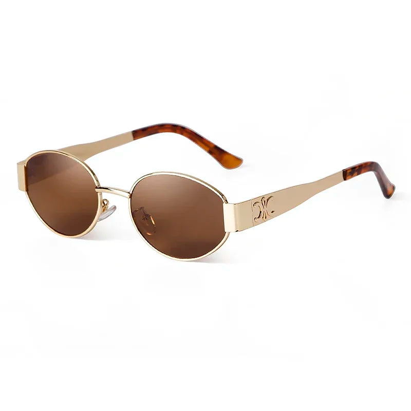 Sunglasses for Women Retro Metal Oval Men Luxury Brand Designer