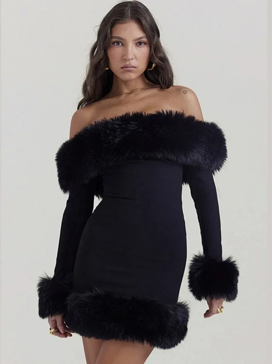 Formal attire Dresses: Woman Clothing Off Shoulder Patchwork Black Dress