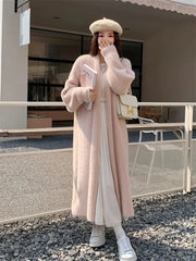 Autumn/Winter Lazy Style Loose Knee Length Thickened Pure Imitation Mink Fleece