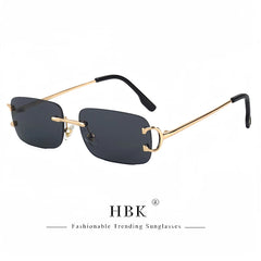 Sunglasses For Women Men Small Square Gold Frame Brand Design Tea Shades