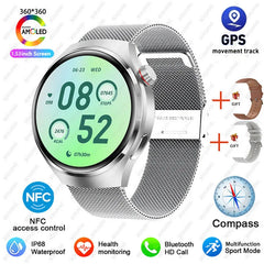 2025 New Watch 4 Pro GPS NFC Smart Watch Men 360*360 AMOLED Screen Heart Rate Bluetooth Call Waterproof Sports Man Smartwatch