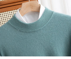 Fashion Men's 100% Wool Pullover Half-high Collar Sweater Autumn Winter Warm Top