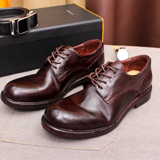 Handmade Goodyear Sewn Comfortable Men's Derby Formal Shoes Soft Leather