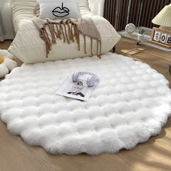 Faux Fur Round Carpets Luxury Bubble Shaped Plush Rugs for Bedroom Decor Non Slip