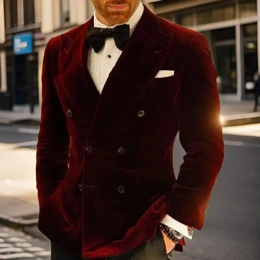 Tuxedo for Mens: Slim Fit Wedding Men Suit Jacket for Groom Party 1 Piece Velvet
