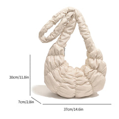 Bag Large Capacity Crescent Bag for Women's Solid Color Puffer Trendy Shoulder Bag