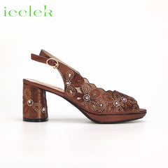 Matching Shoes and Bags: Coffee Color Peep Toe Ladies Shoes Matching Bag Set