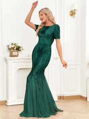 Homecoming Dresses: Sequins Gold Formal Evening Dress Women Prom Gowns